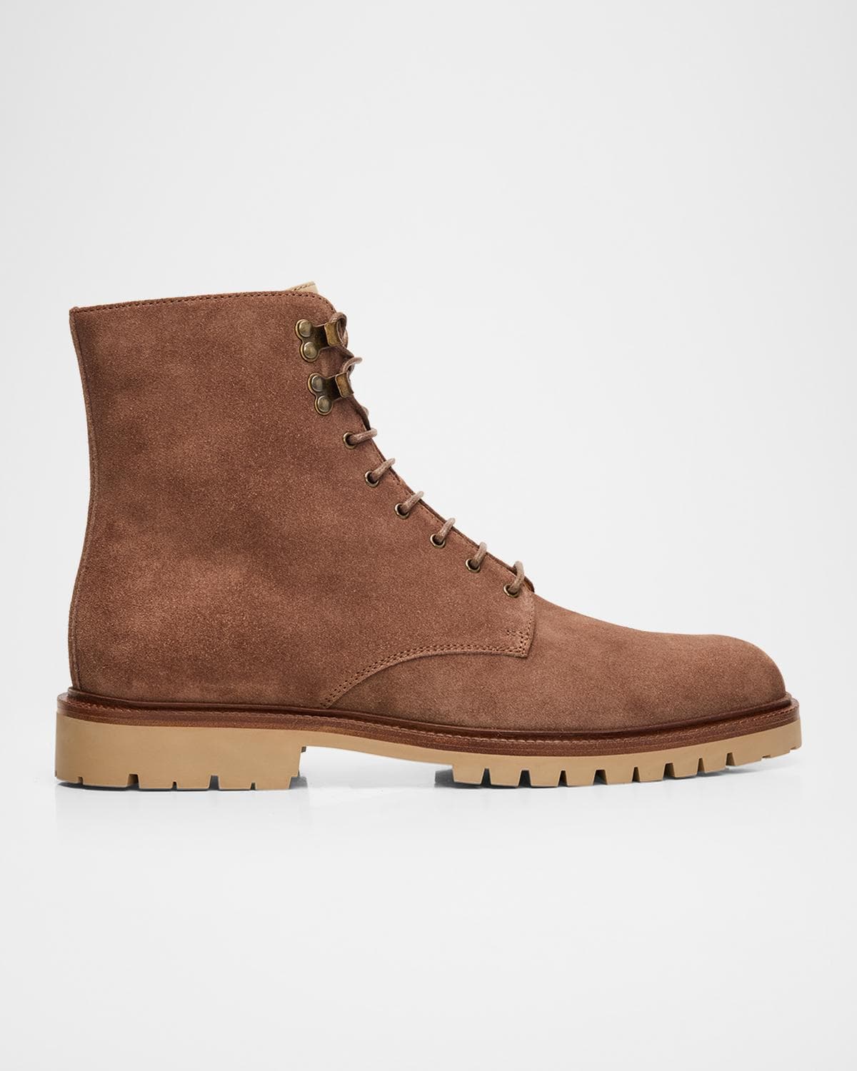 Brunello Cucinelli Men's Suede Lug-Sole Lace-Up Boots
