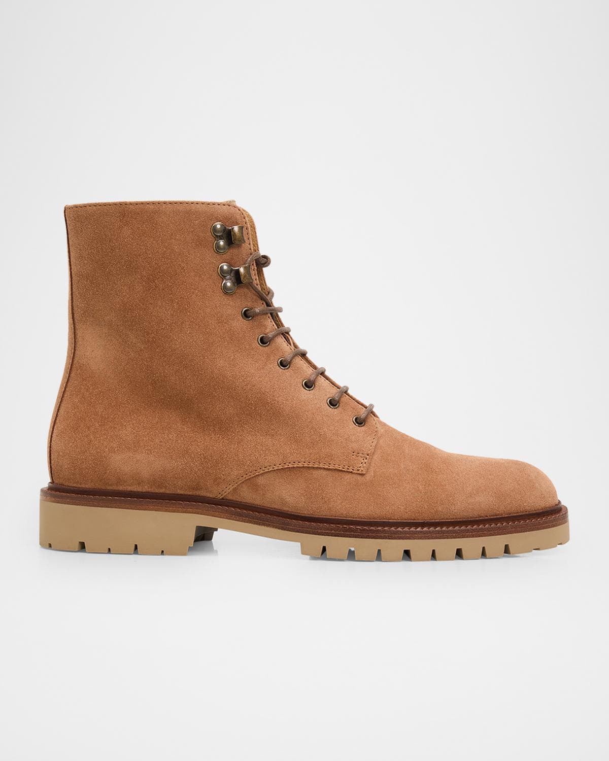 Brunello Cucinelli Men's Suede Lug-Sole Lace-Up Boots