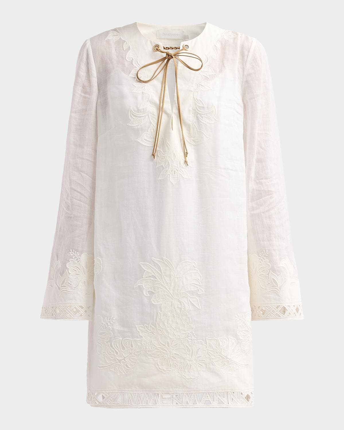 Zimmermann Indra Floral Embroidered Tunic Mini Dress