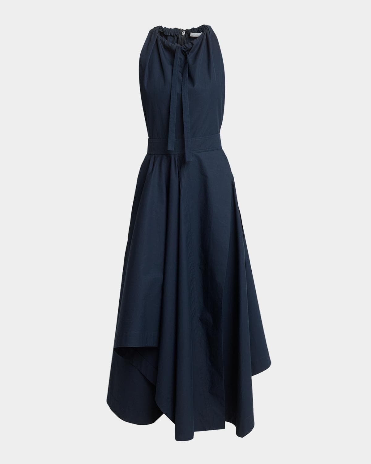 Givenchy Asymmetric Cotton Poplin Sleeveless Midi Dress