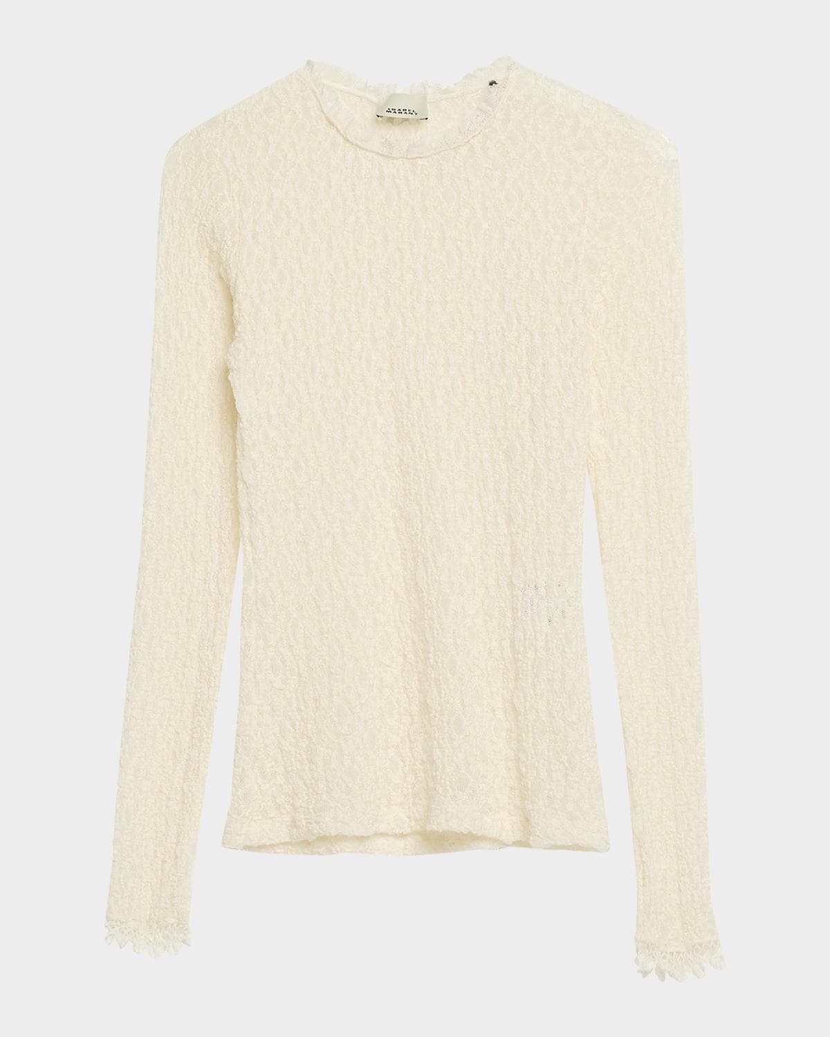 Isabel Marant Brany Stretch Lace Long-Sleeve Top
