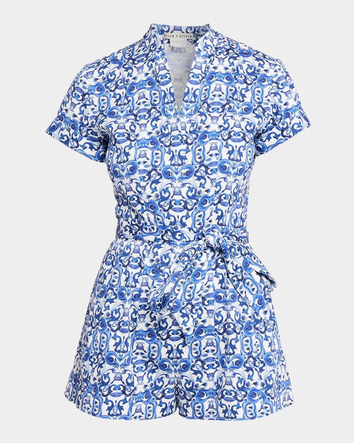 ALICE + OLIVIA Lucy Roll-Sleeve Romper
