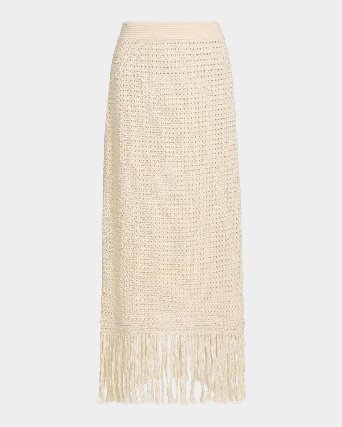 Zimmermann Indra Crochet Cotton Fringe Midi Skirt