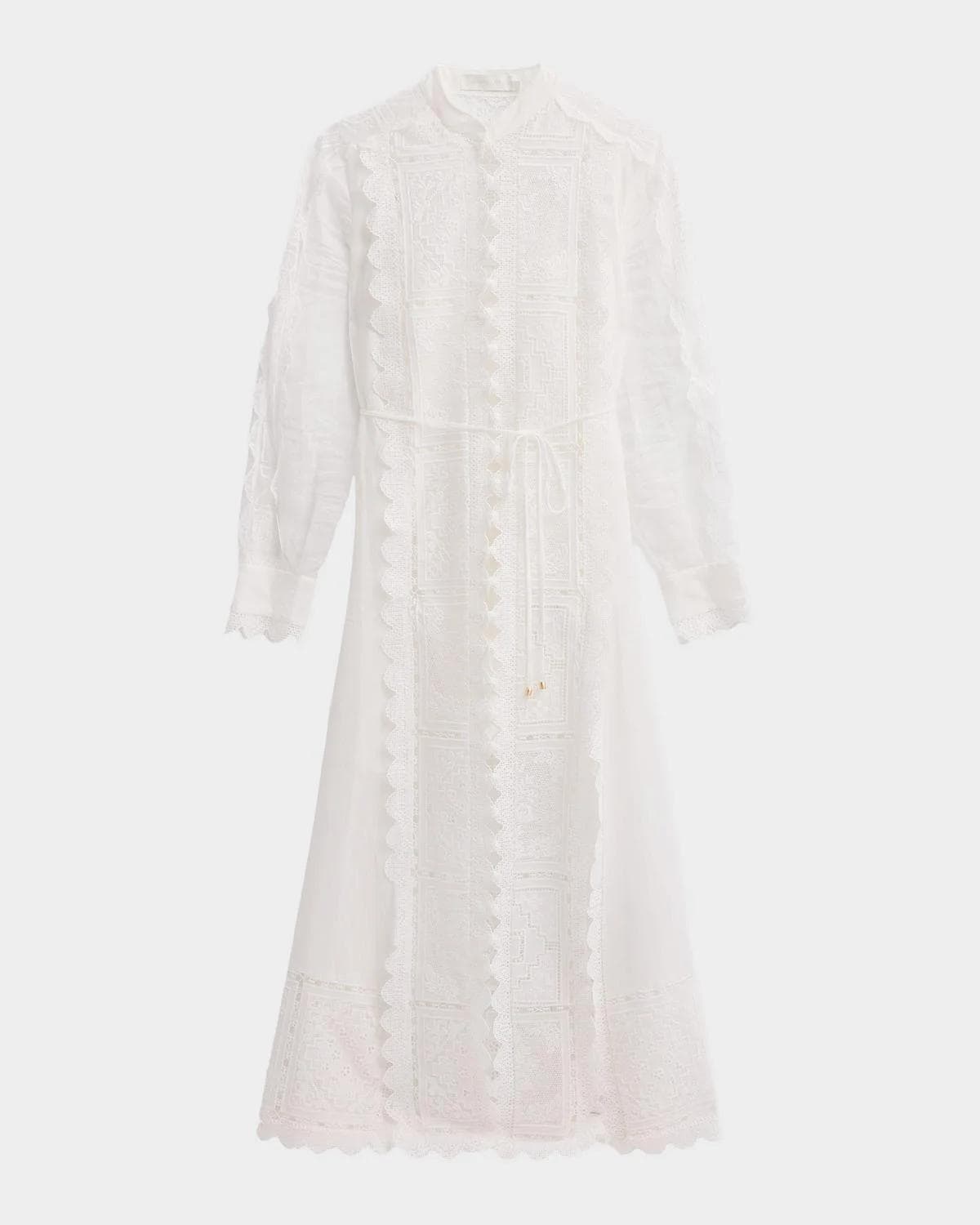Zimmermann Aster Lace Panel Embroidered Midi Dress