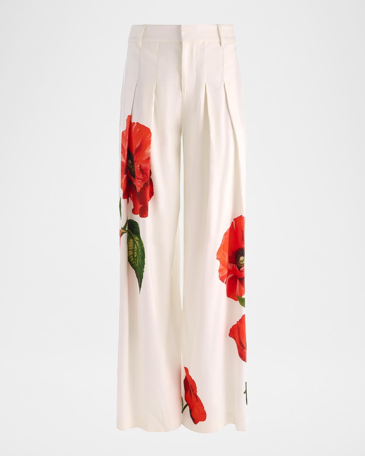 ALICE + OLIVIA Blaire High-Rise Pleated Trousers · 0