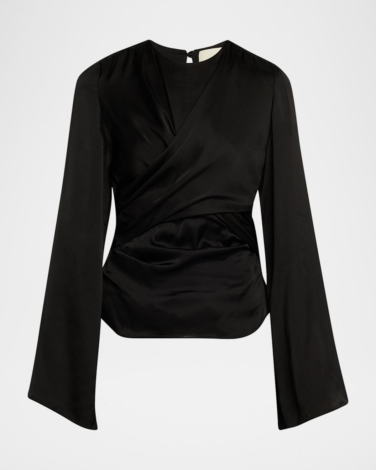 Isabel Marant Neame Draped Satin Flare-Sleeve Top