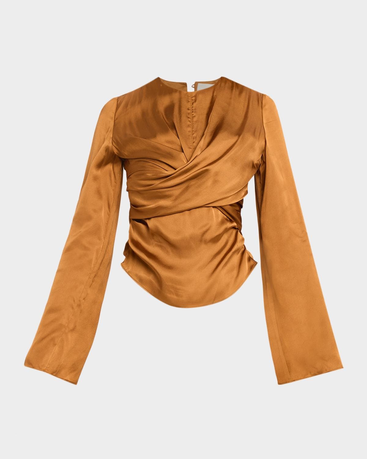Isabel Marant Neame Draped Satin Flare-Sleeve Top
