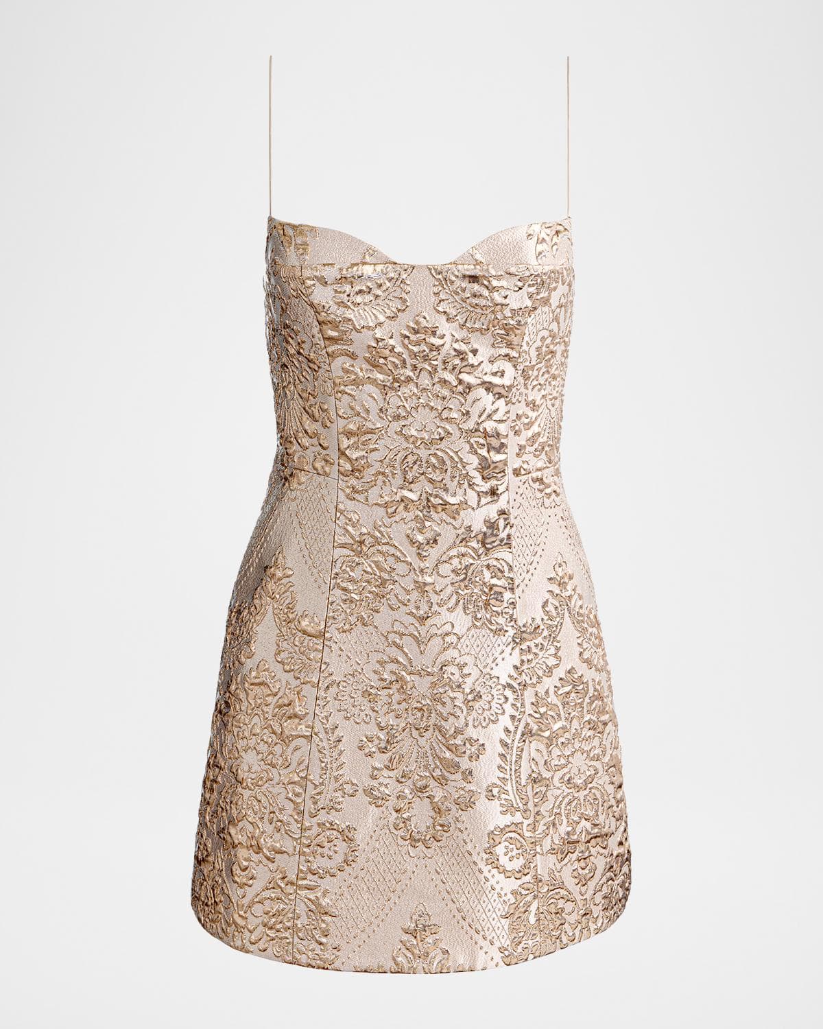 ALICE + OLIVIA Hallie Peekaboo Metallic Mini Dress