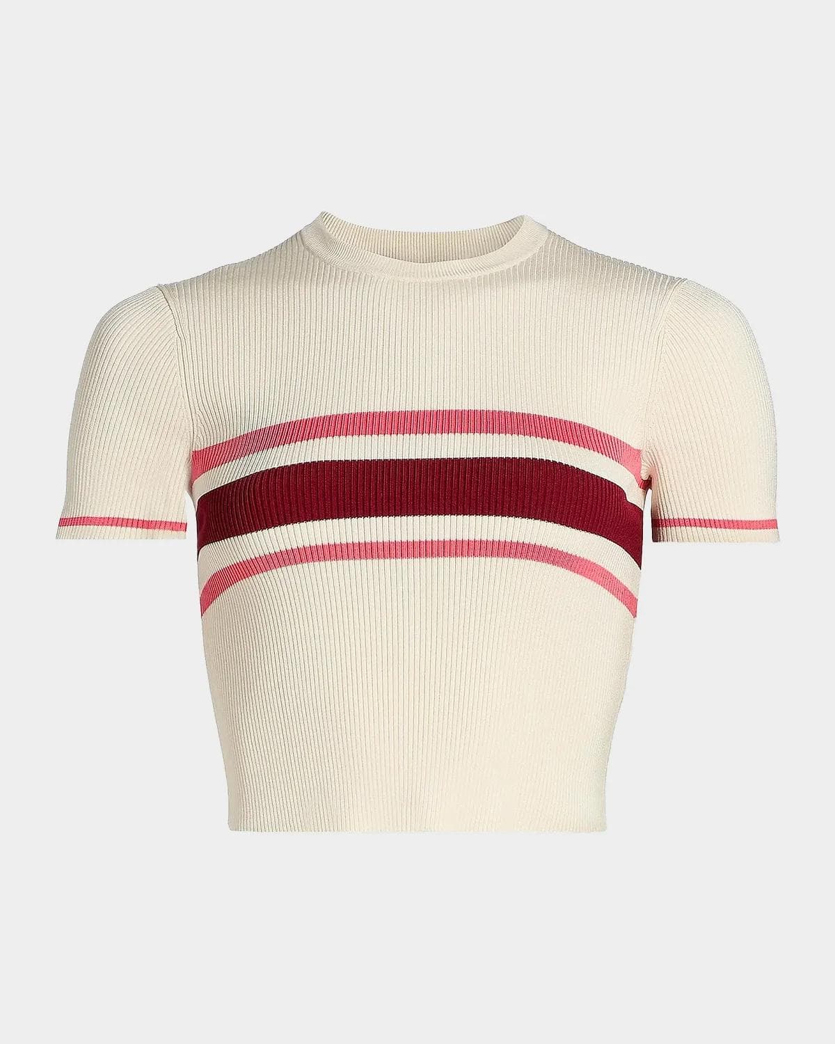 Self-Portrait Striped Rib-Knit Top