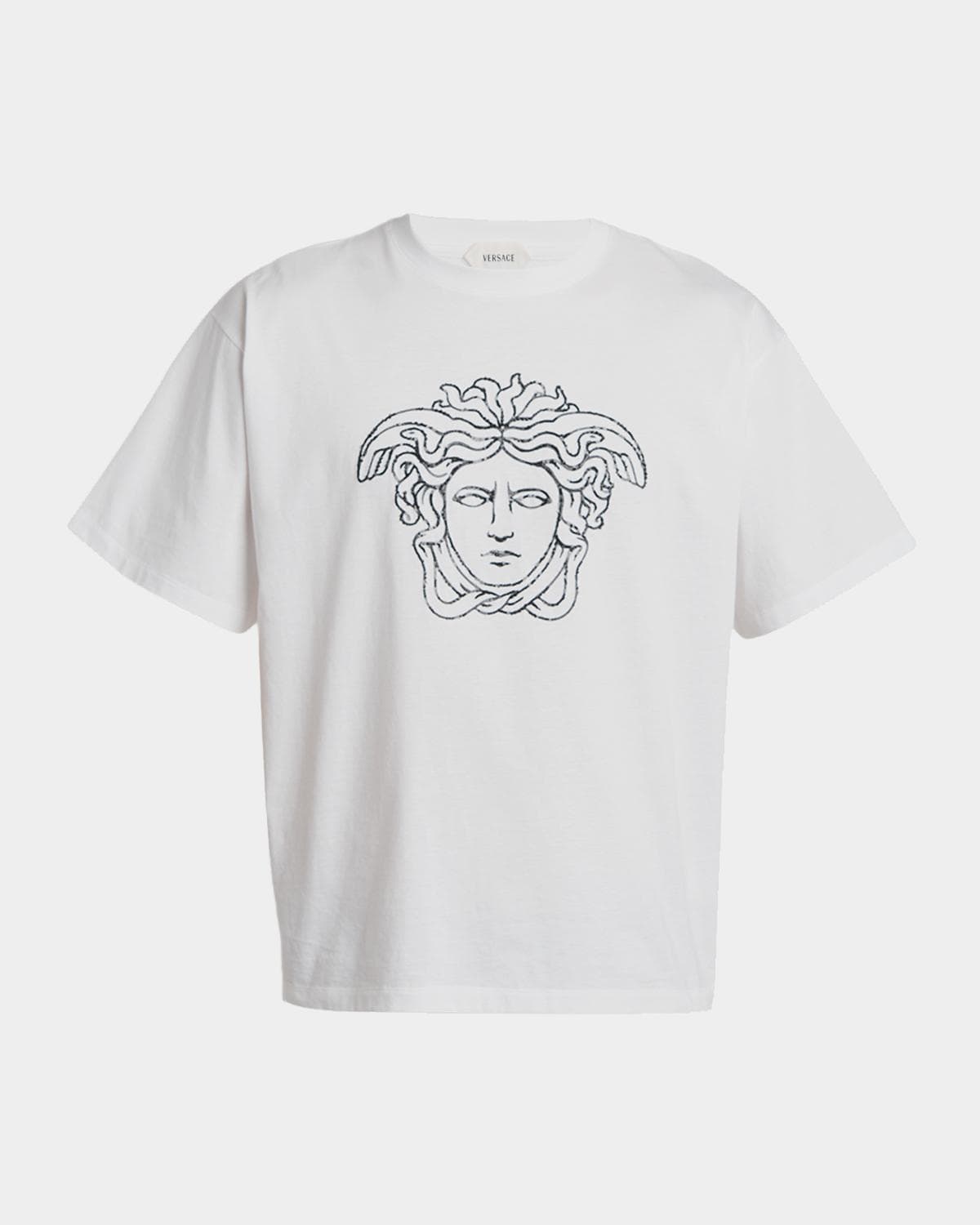 Versace Men's Medusa Head Outline Cotton T-Shirt