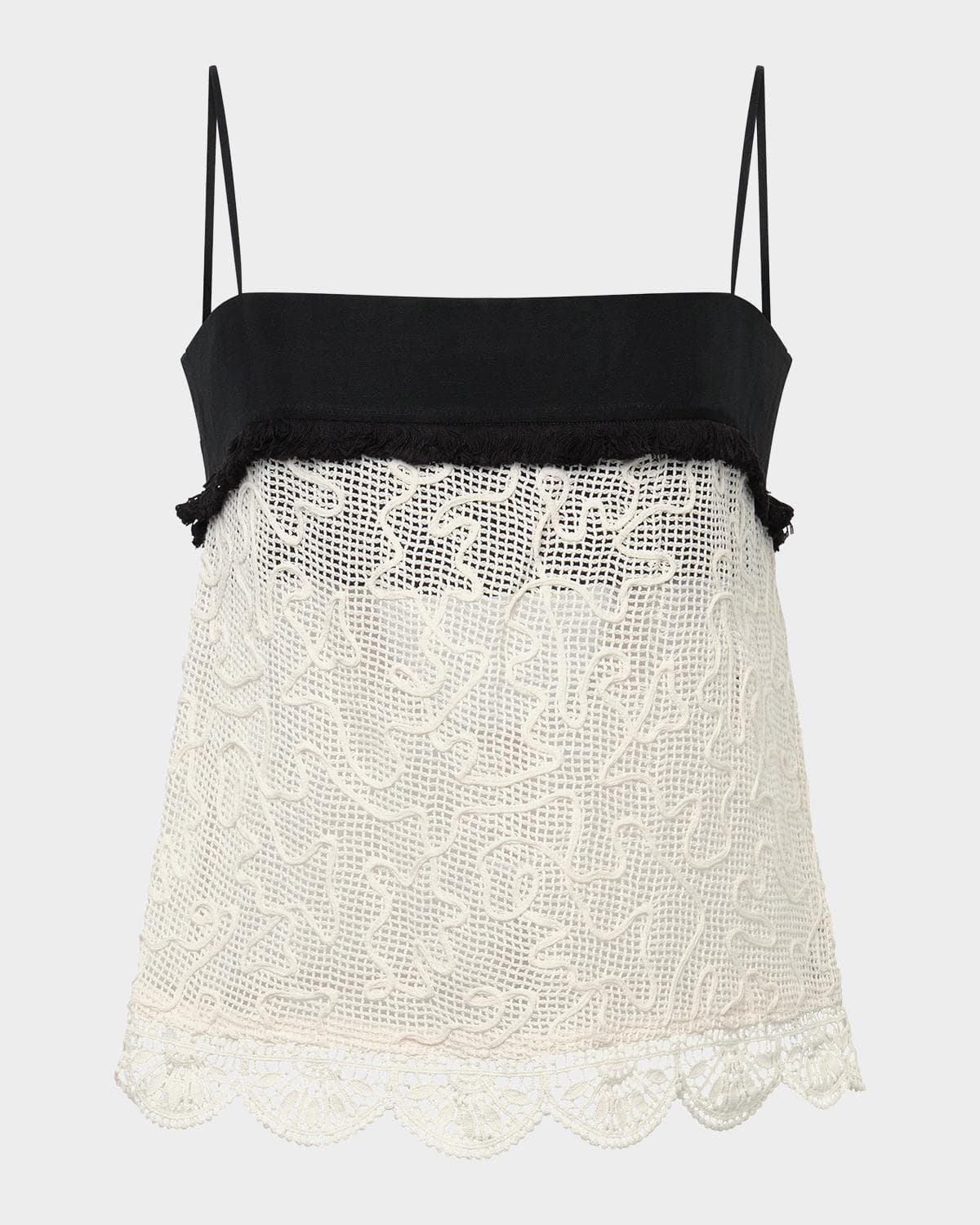 Et Ochs Jayde Square-Neck Embroidered Net Top