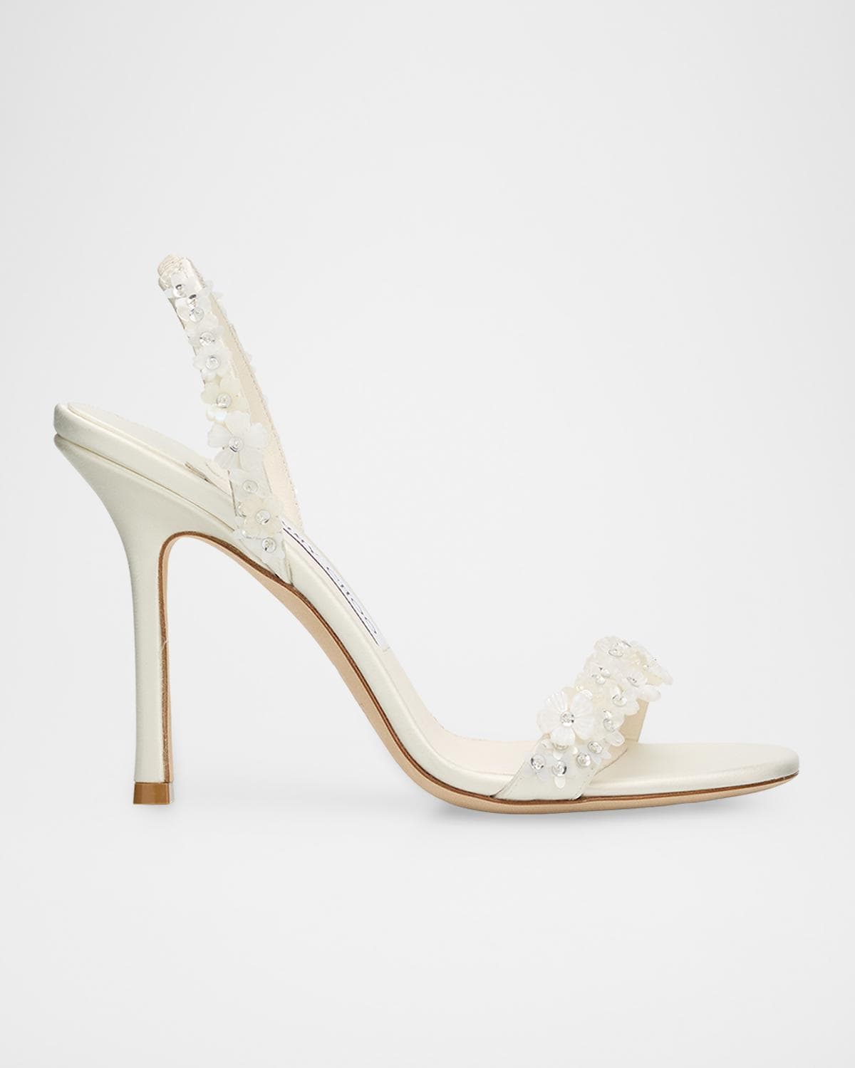 Jimmy Choo Jenn 100MM Daisy-Embroidered Satin Slingback Sandals