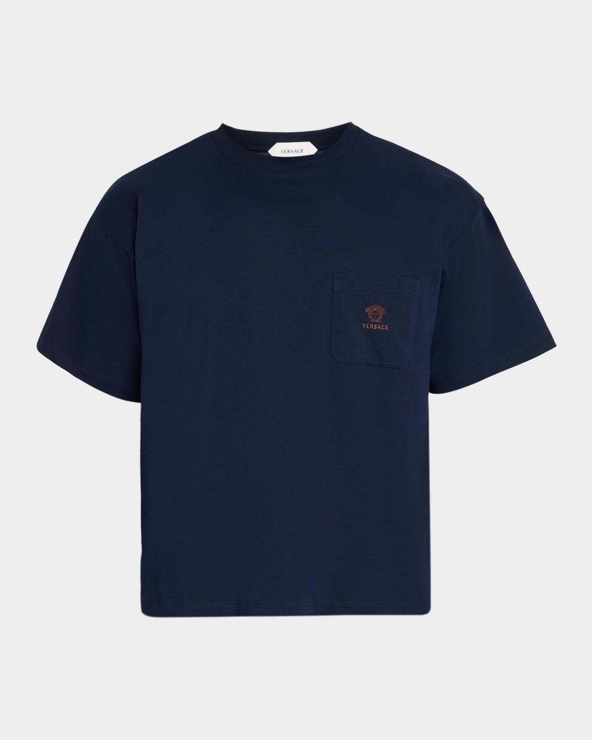 Versace Men's Embroidered-Medusa Jersey Pocket Crewneck T-Shirt