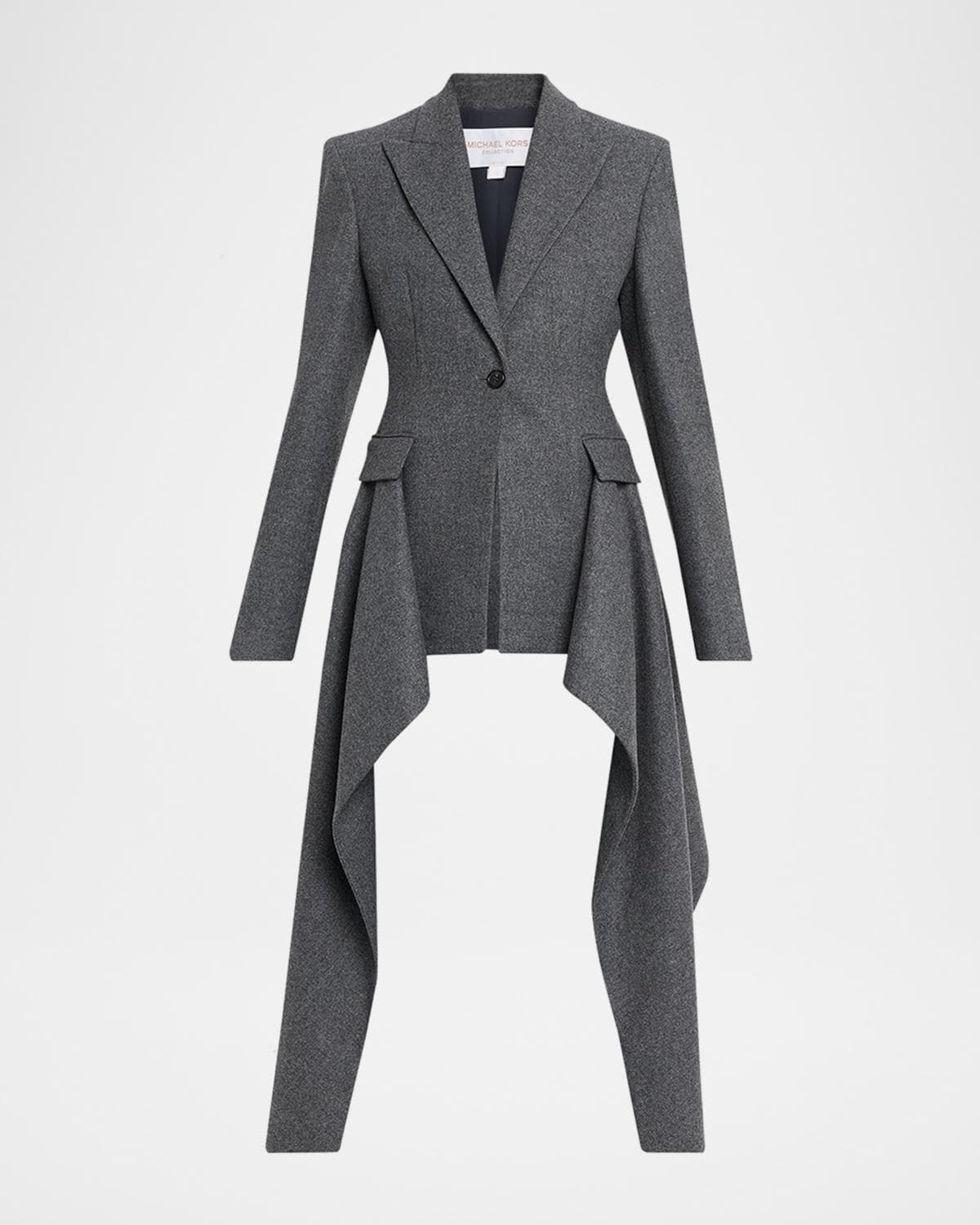 Michael Kors Collection Draped Single-Button Wool Blazer