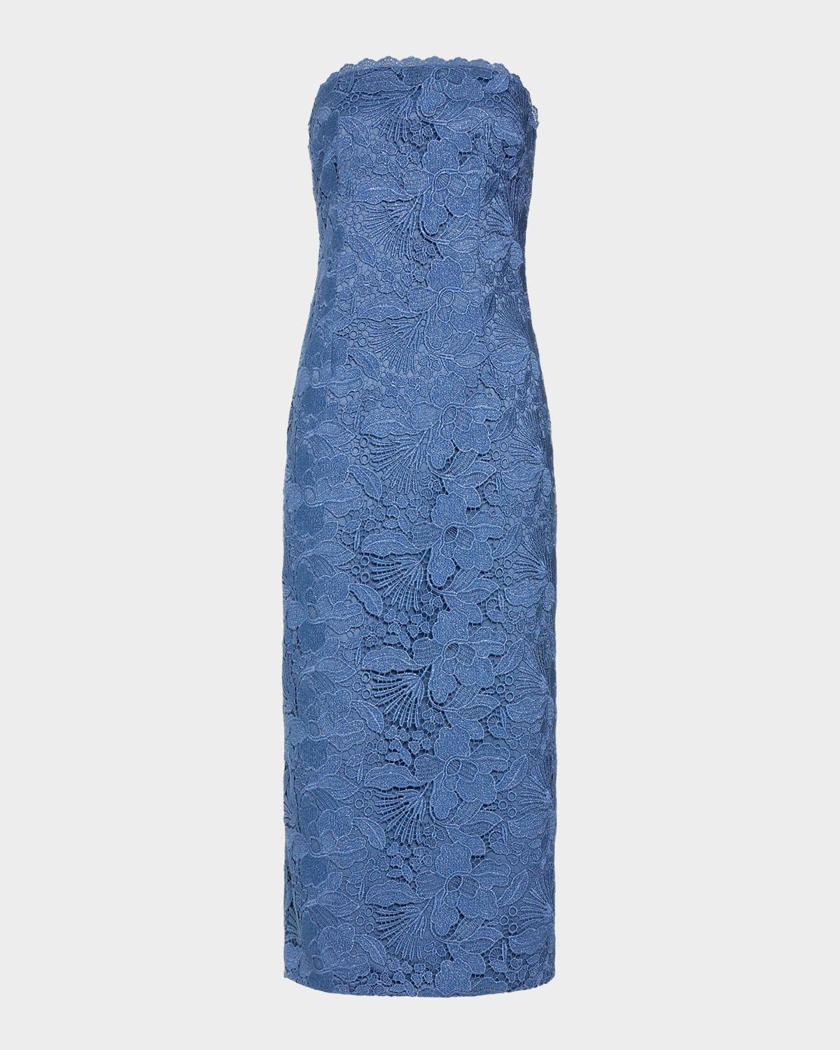 Ramy Brook Tessa Strapless Floral Lace Midi Dress