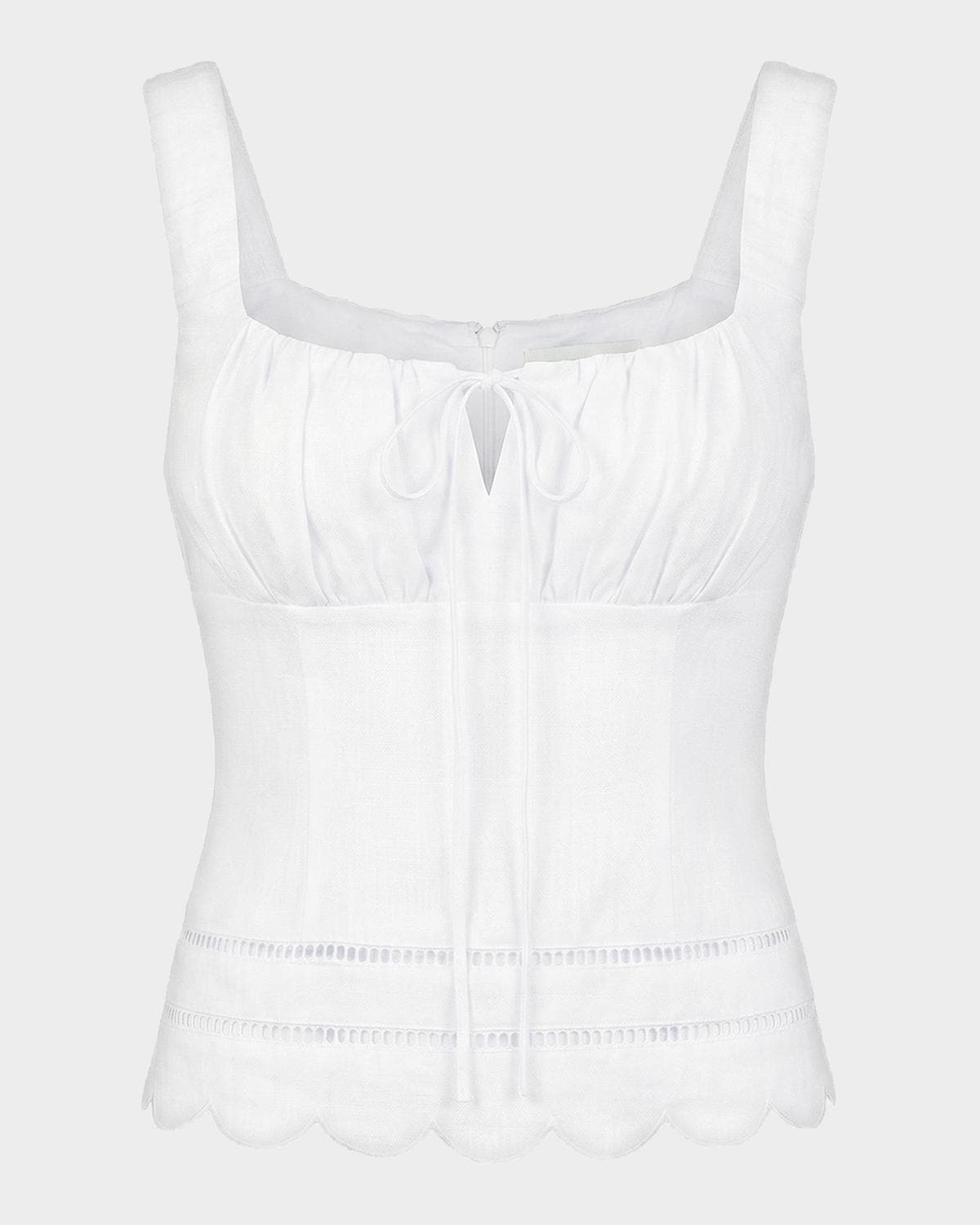 NICHOLAS Ebba Linen Latice-Trim Babydoll Top