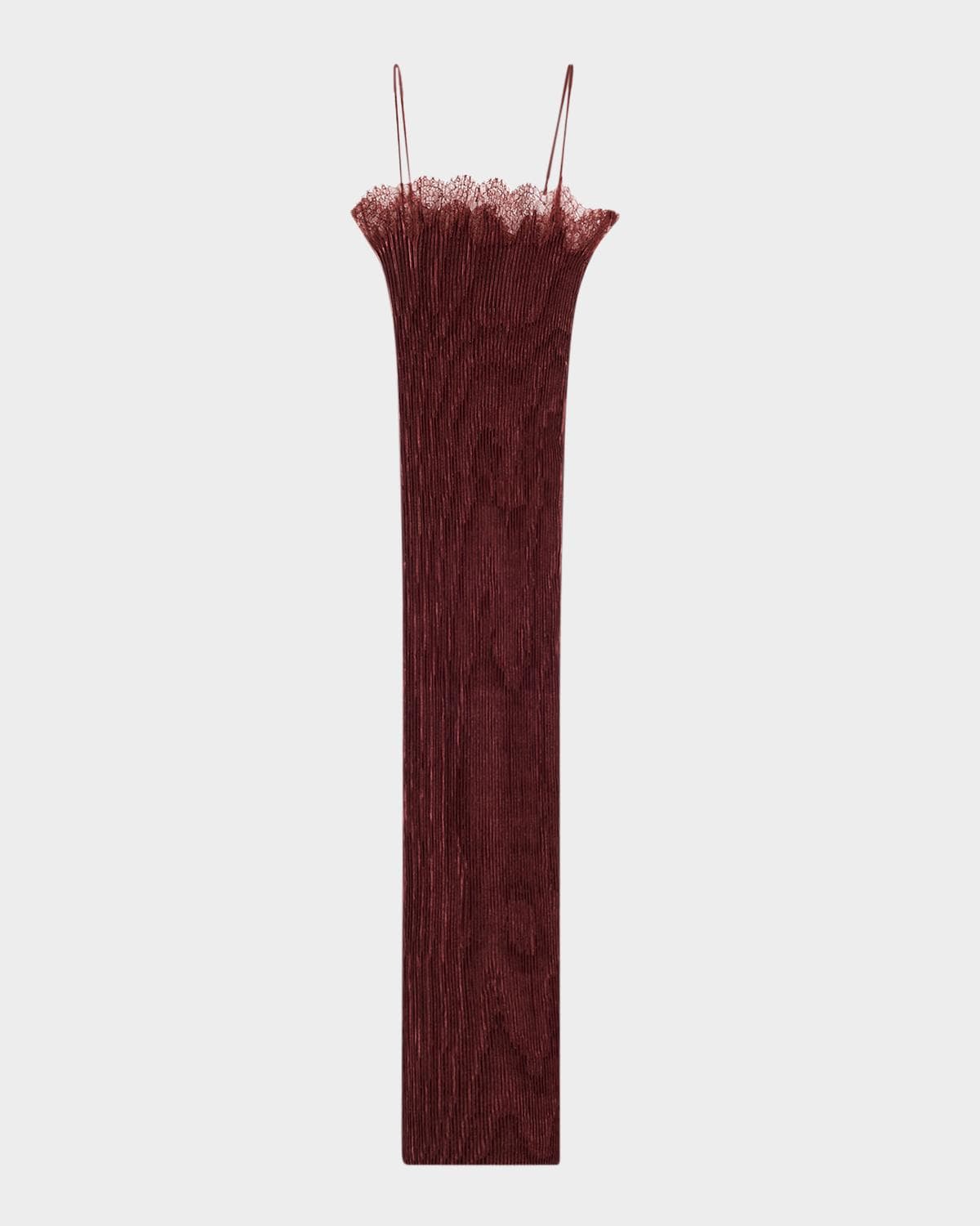 FForme Lumie Lace-Trim Plisse Midi Slip Dress