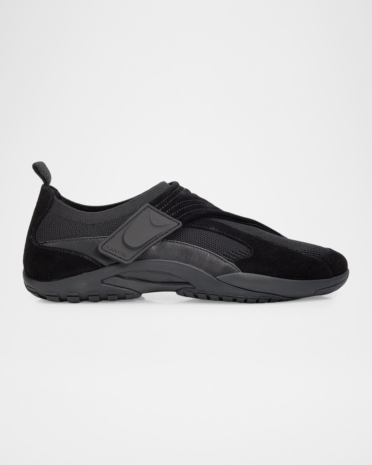 Lanvin Men's Mesh Knit and Leather Grip-Strap Sneakers