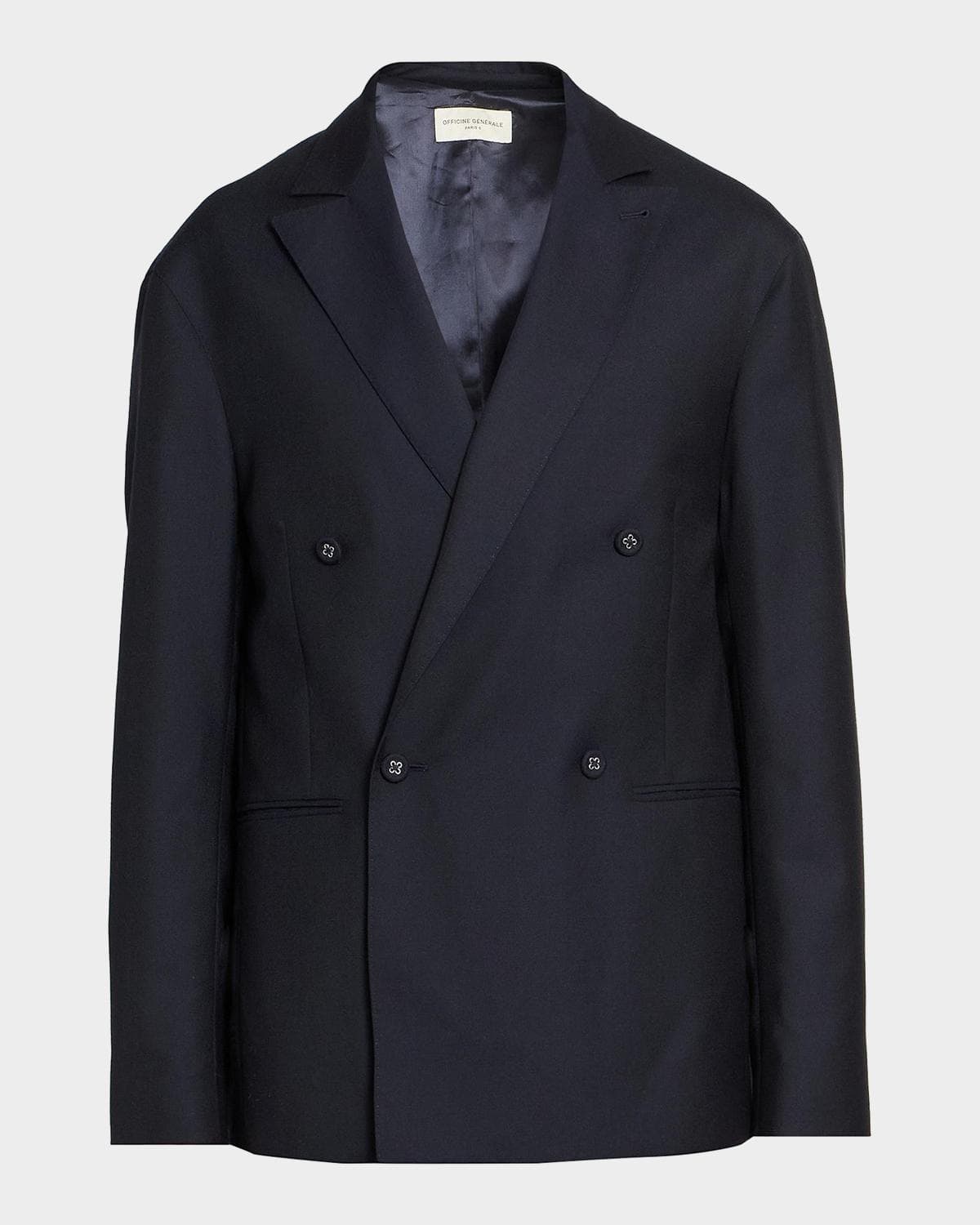 Officine Générale Men's Merrick Wool-Cashmere-Silk Double-Breasted Blazer