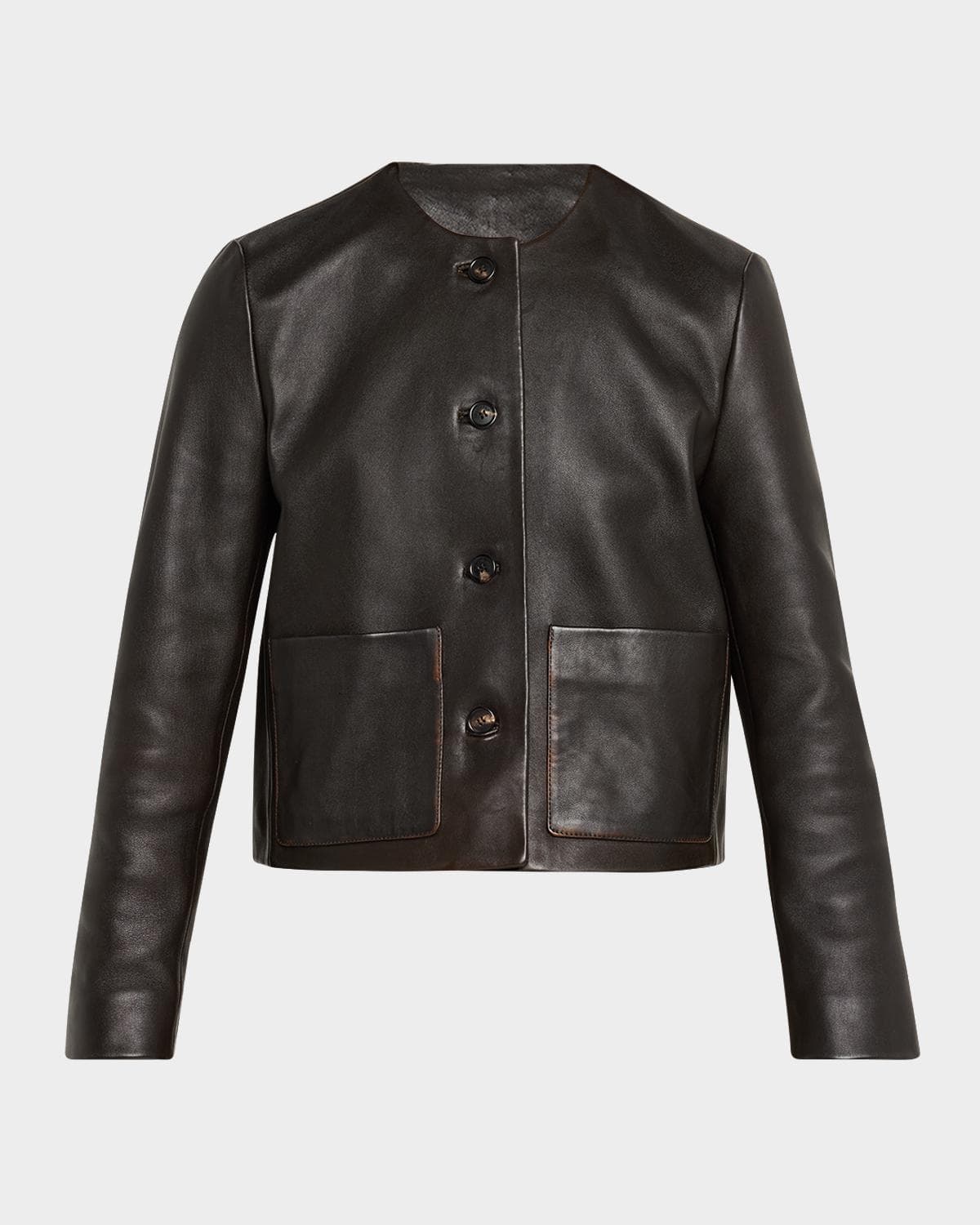 Nili Lotan Ophelie Leather Collarless Jacket