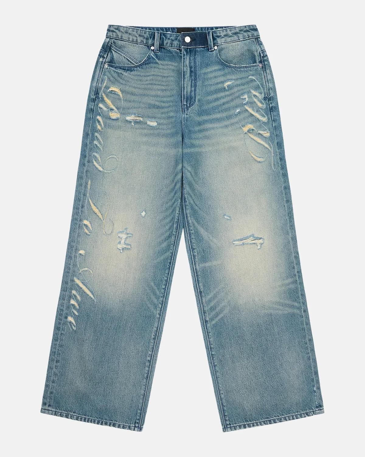 RTA Men's Franco Lasered Wide-Leg Jeans