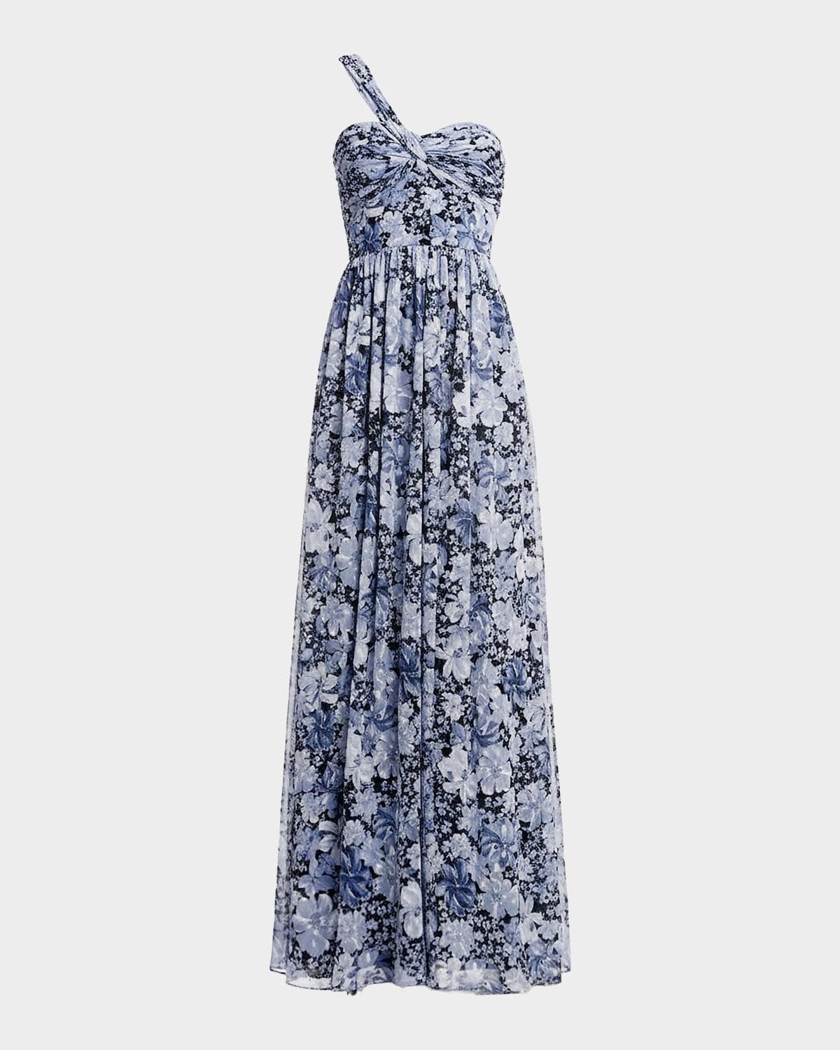 Dress the Population Black Label Idalia Floral Chiffon Ruched Maxi Dress
