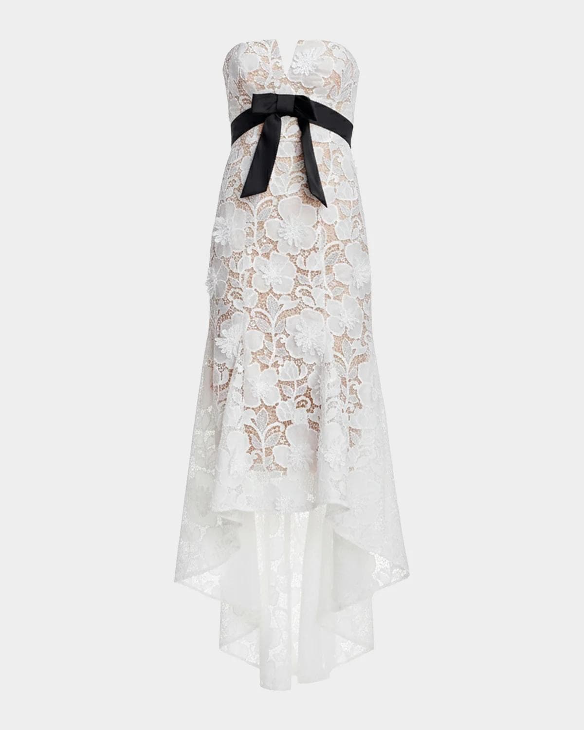 Dress the Population Black Label Lucia Strapless High-Low Lace Maxi Dress