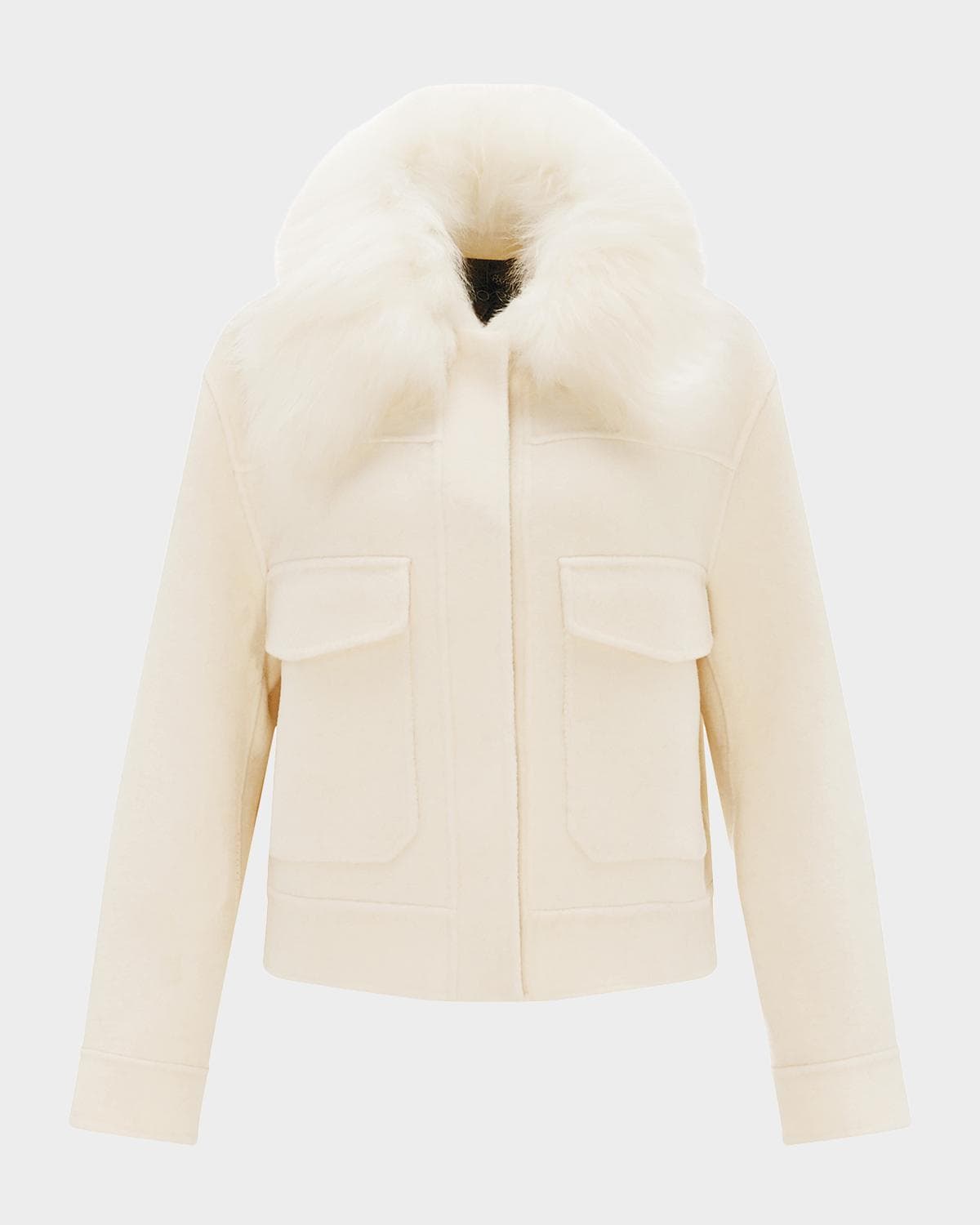 Gorski Cashmere And Wool Jacket With Detachable Goat Shearling Collar