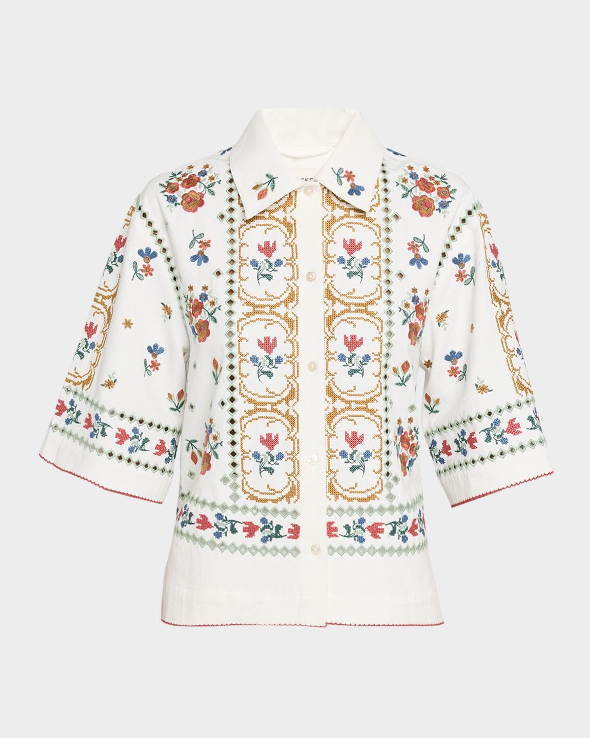 Weekend Max Mara Embroidered Eyelet Cotton Shirt