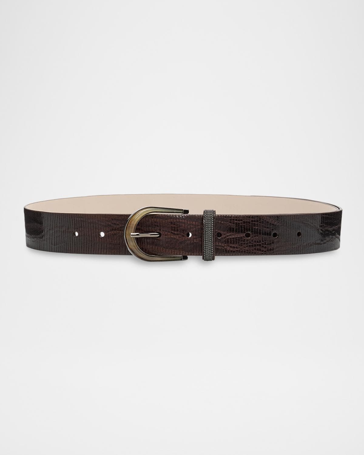 Brunello Cucinelli Lizard-Effect Leather Belt