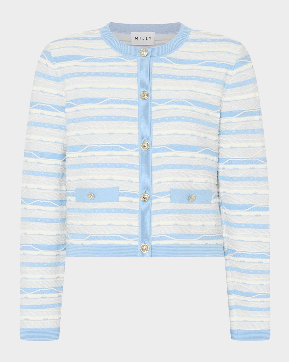 Milly Skye Striped Button-Front Cardigan