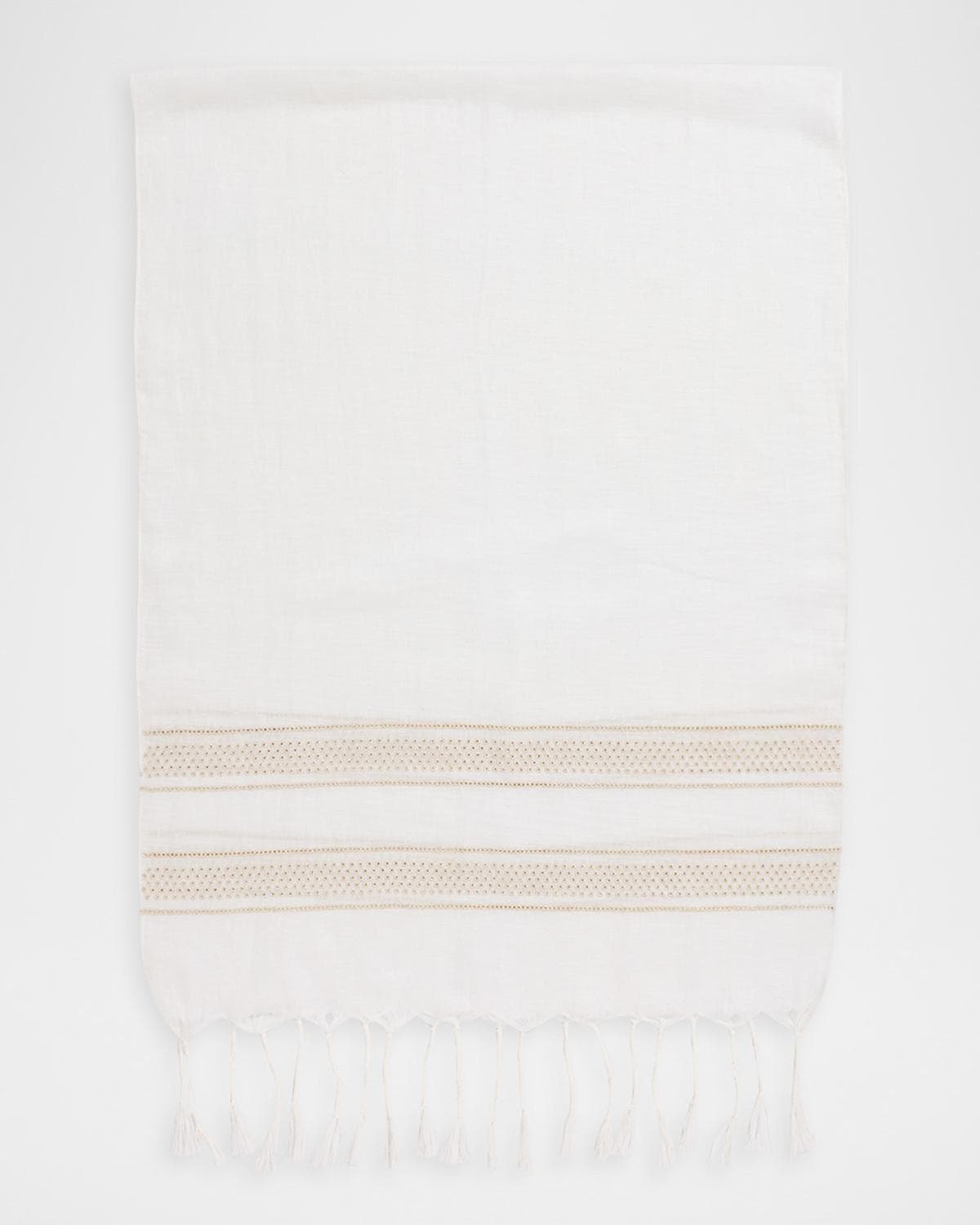 Brunello Cucinelli Embroidered Linen Fringe-Trim Scarf
