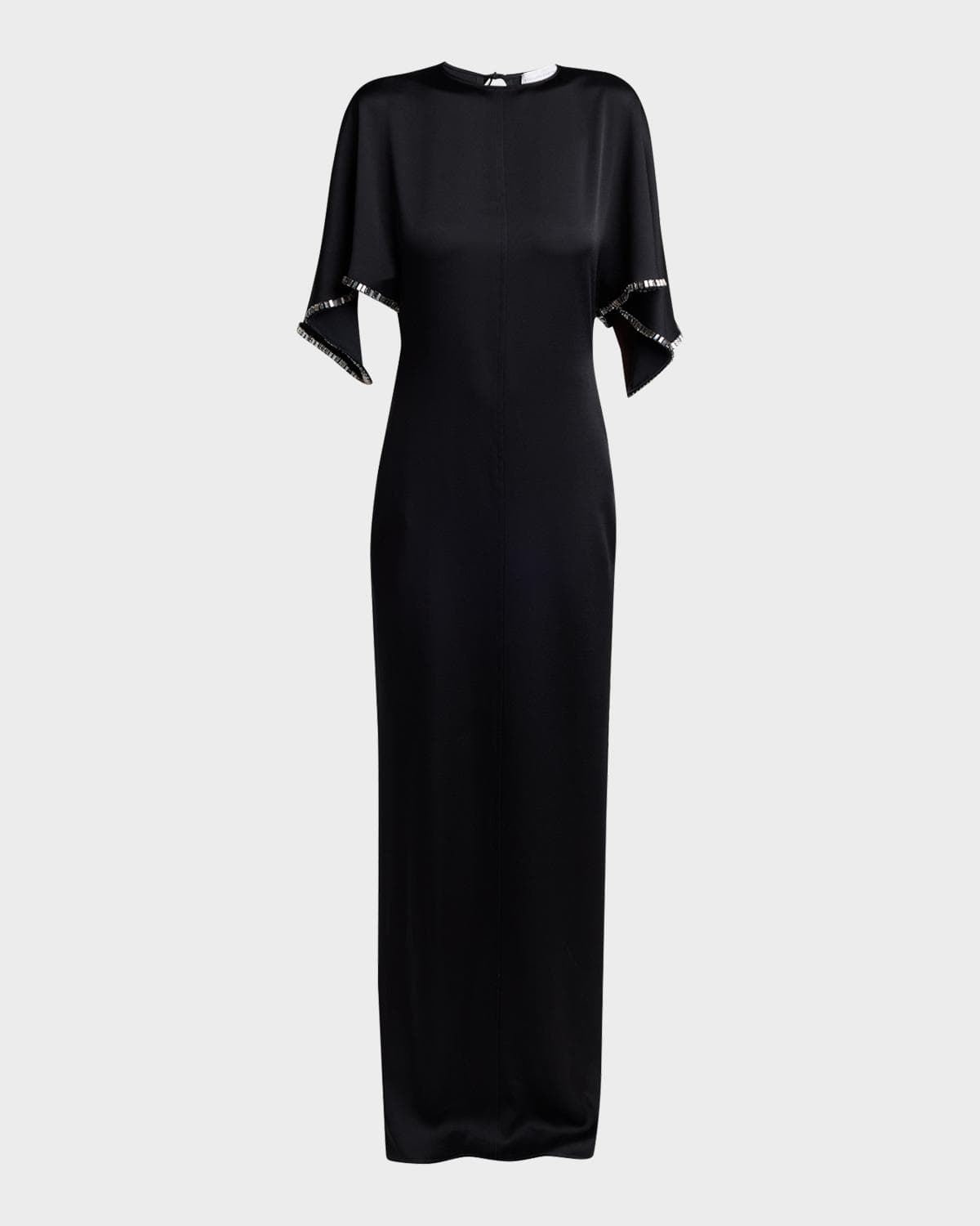Stella McCartney Embellished Flutter-Sleeve Satin Column Gown