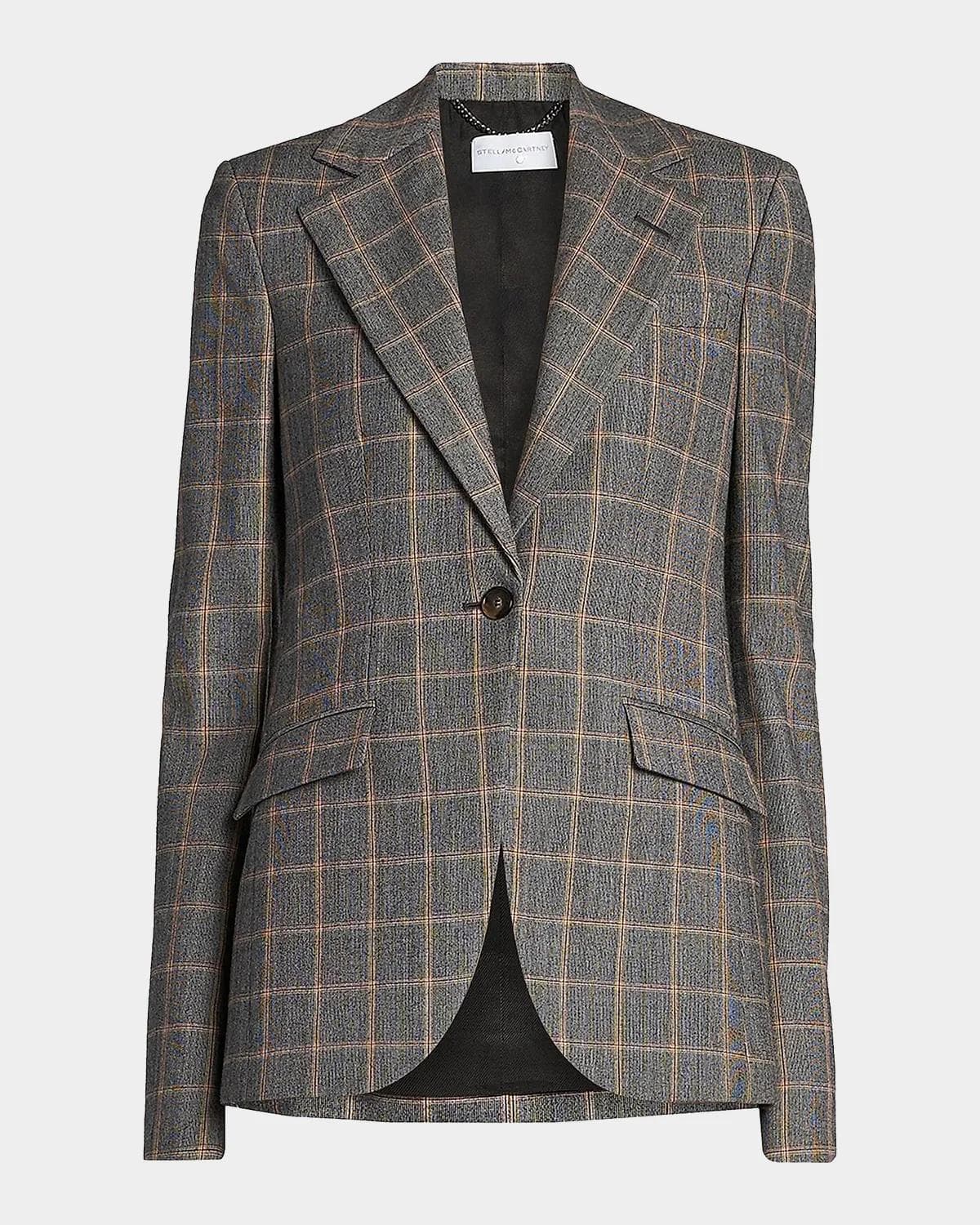 Stella McCartney Slim Checked Single-Breasted Blazer Jacket