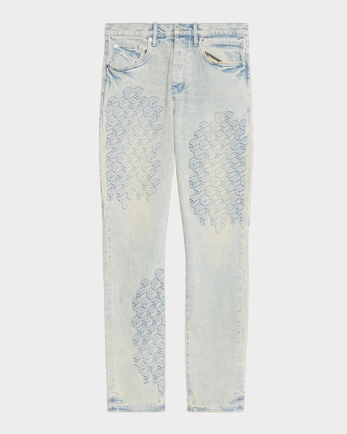 PURPLE Monogram Embossed Slim Straight Jeans