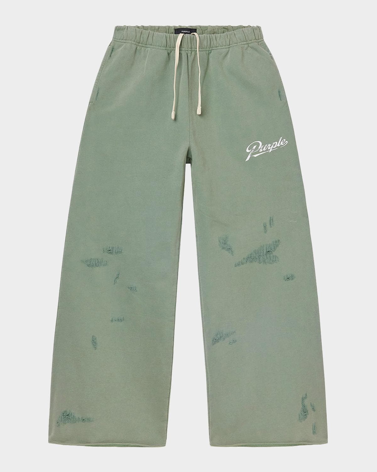 PURPLE Men's Distressed Cotton Flared Logo Sweatpants
