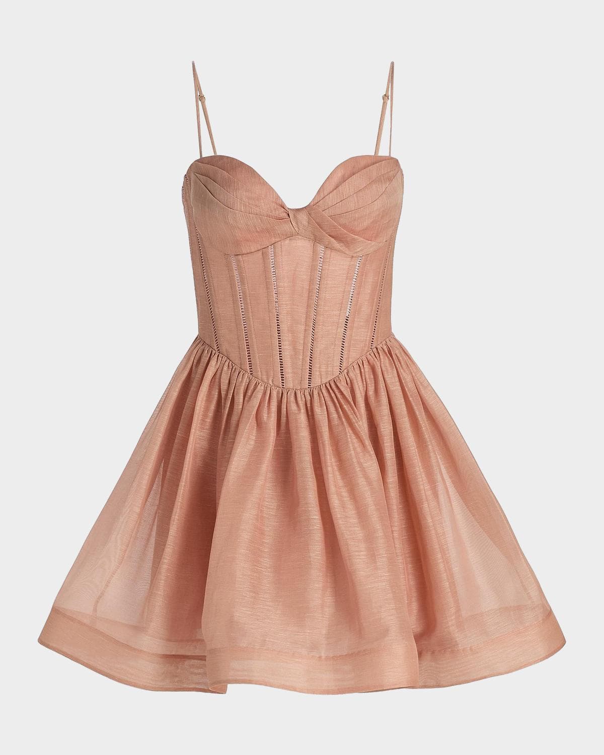 Zimmermann Luna Corset Linen-Silk Fit-&-Flare Mini Dress