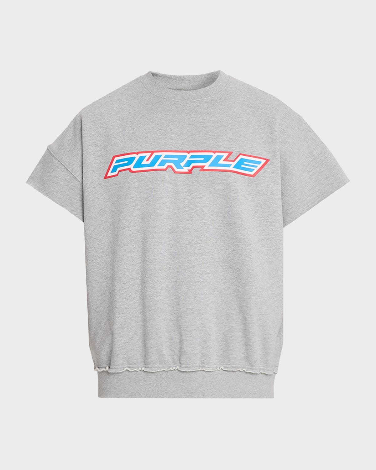 PURPLE Men's Cut-Off Cotton Logo Dropped Shoulder T-Shirt