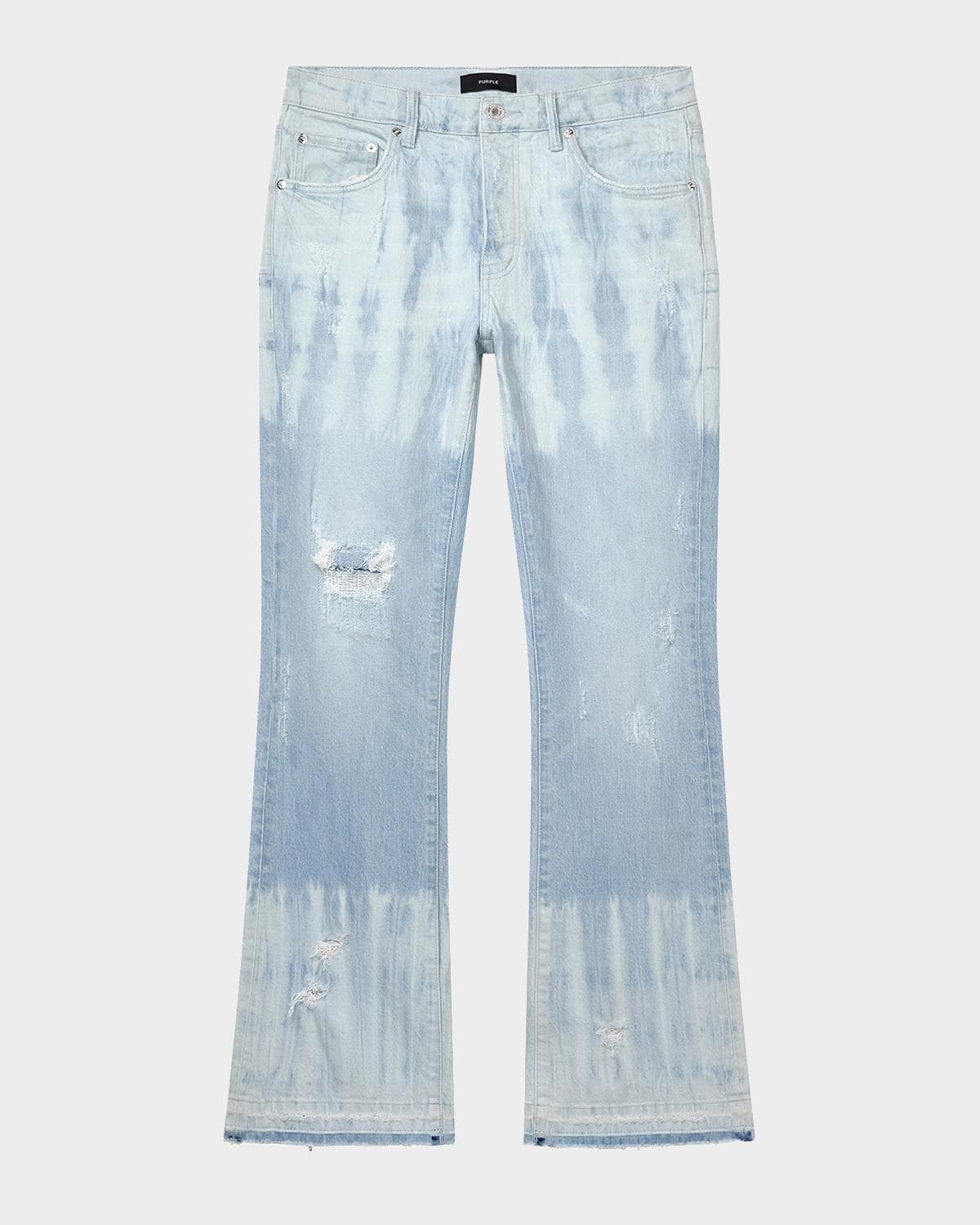 PURPLE Tie Dye Distressed Mid-Rise Flared Jeans