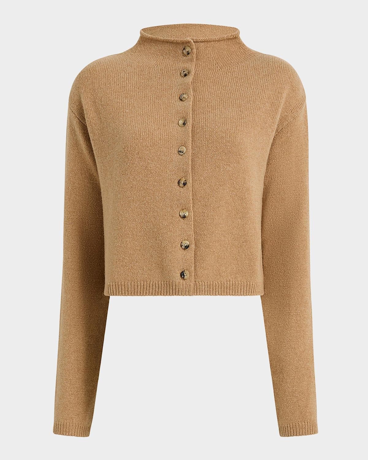 Khaite Annora Funnel-Neck Wool-Cashmere Cardigan