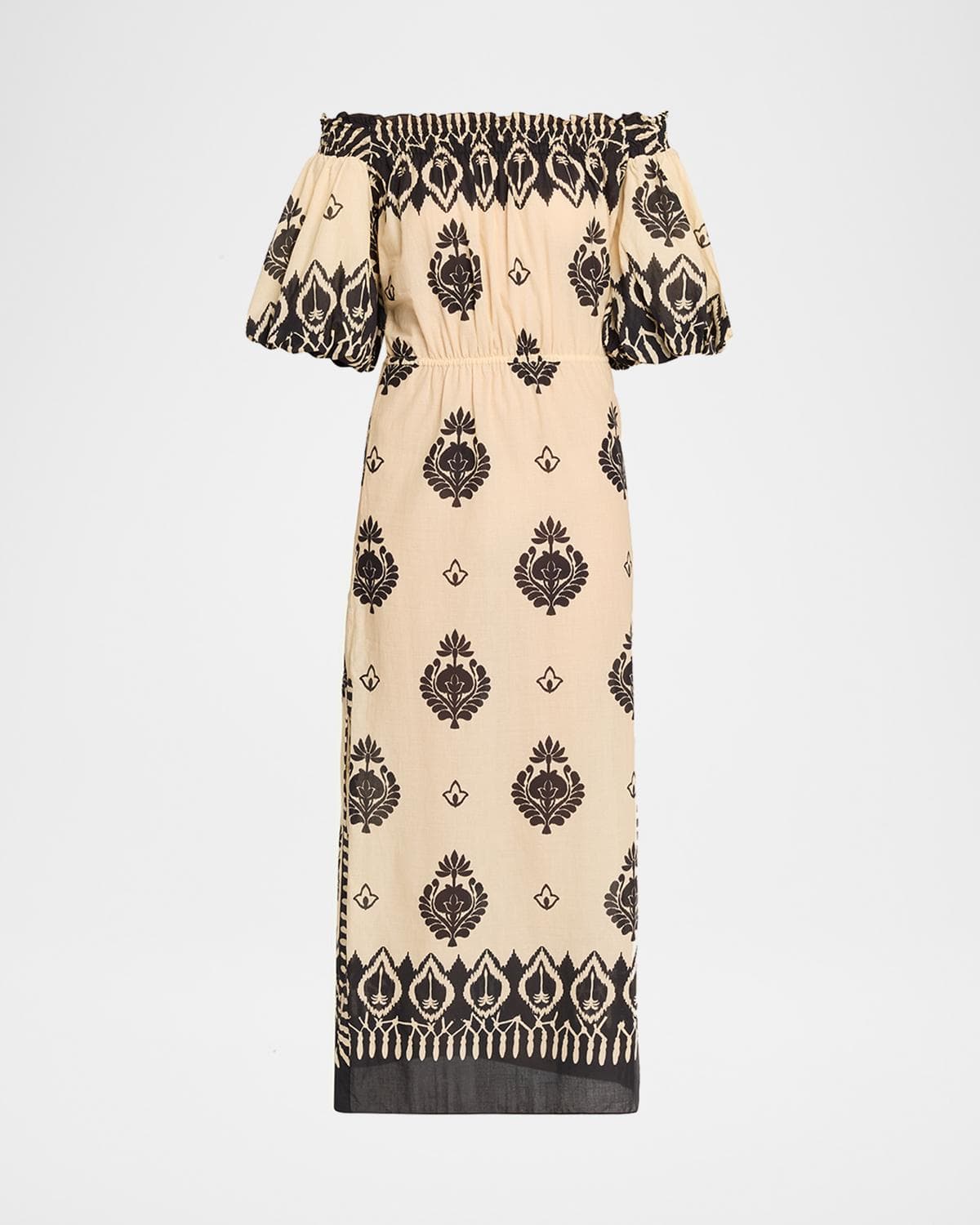 Johanna Ortiz Harbor Hues Off-The-Shoulder Cotton Ankle Dress