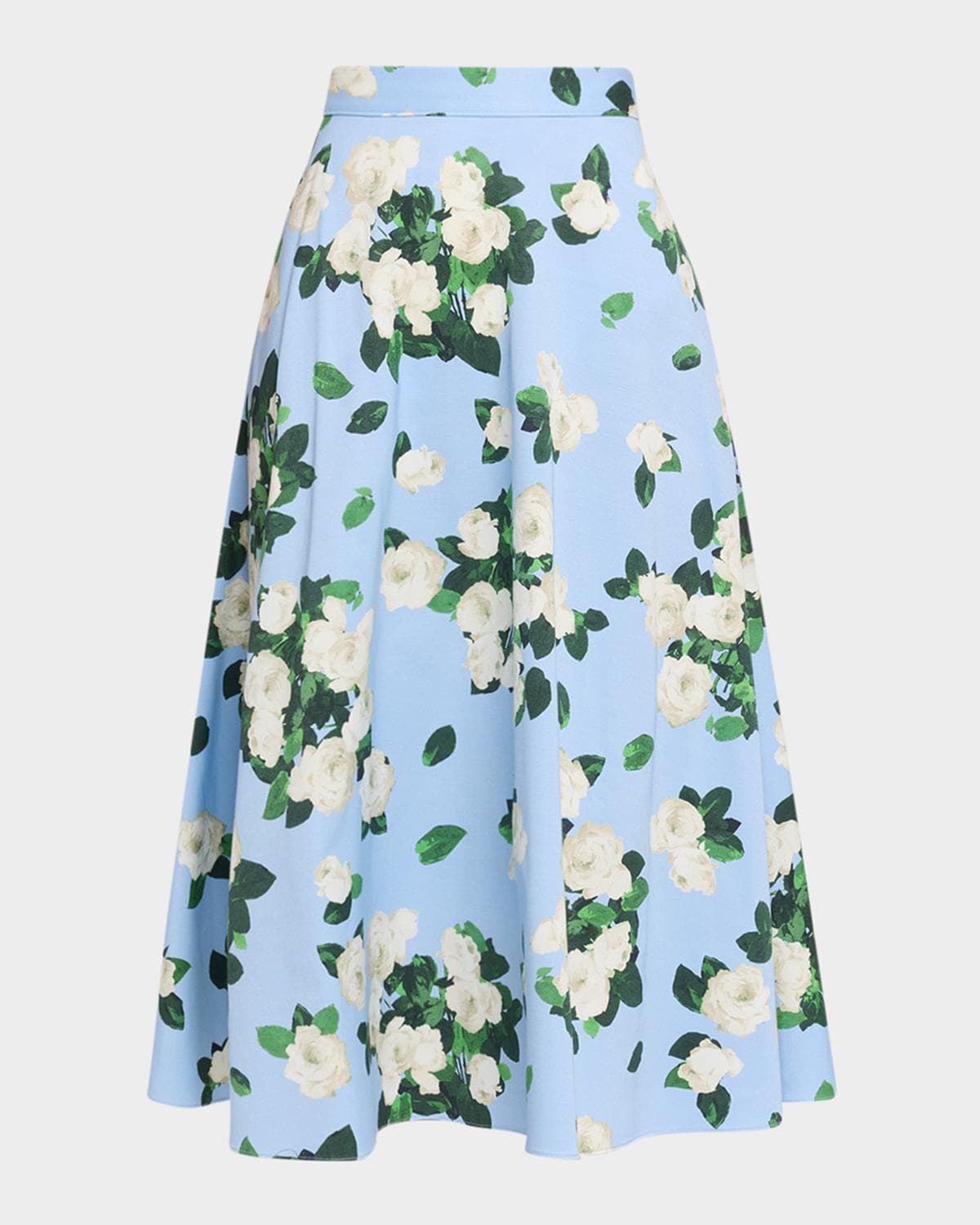 Carolina Herrera Cabana Floral Half Circle Cotton-Blend Midi-Skirt