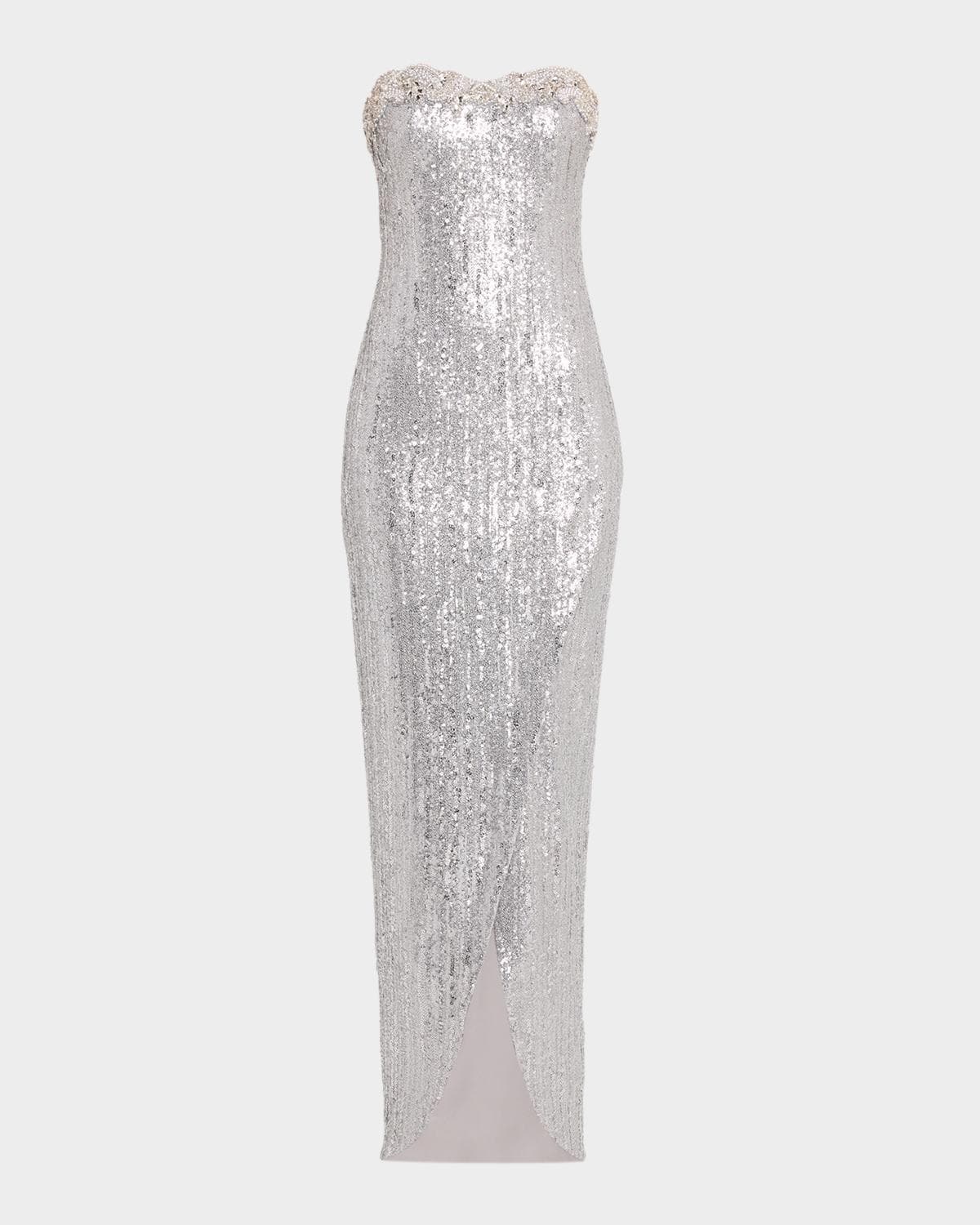 Pamella Roland Strapless Sequined Column Gown