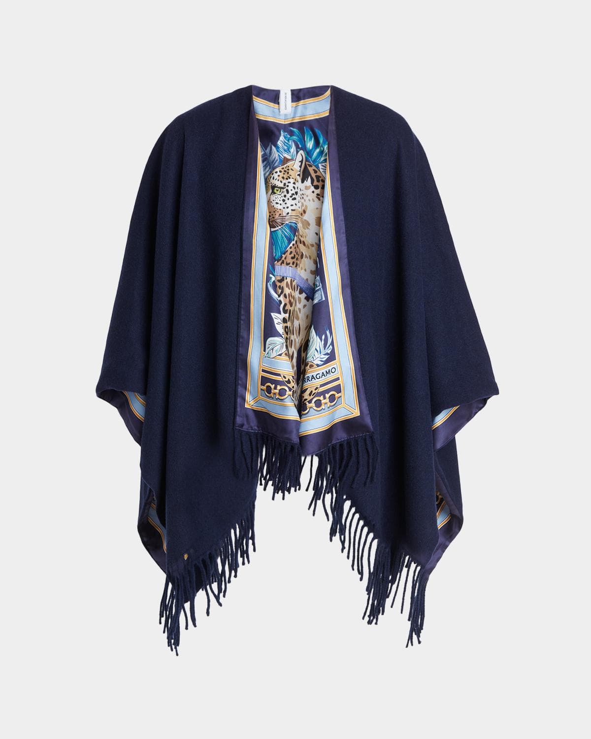 FERRAGAMO Leopard Reversible Cashmere and Silk Cape