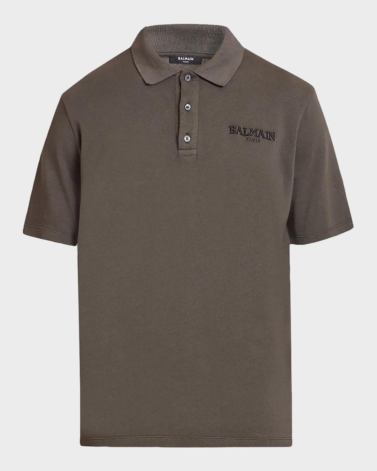 Balmain Men's Cotton Vintage Embroidered Polo Shirt