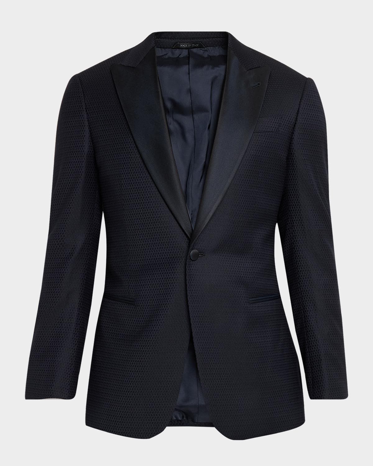 Giorgio Armani Men's Soft Jacquard Satin-Trim Single-Breasted Blazer