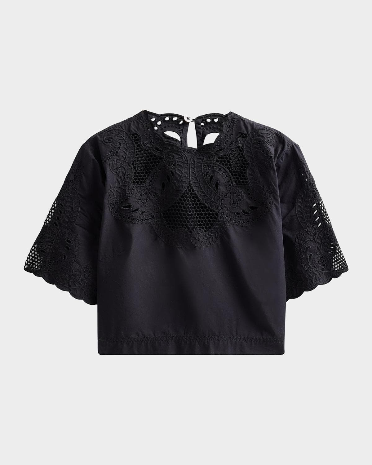 Veronica Beard Errol Eyelet Cotton Crop Top