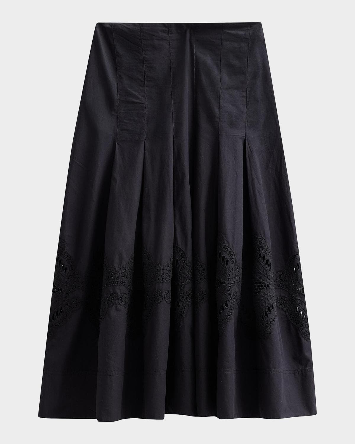 Veronica Beard Fynnley Pleated Cotton Midi Skirt
