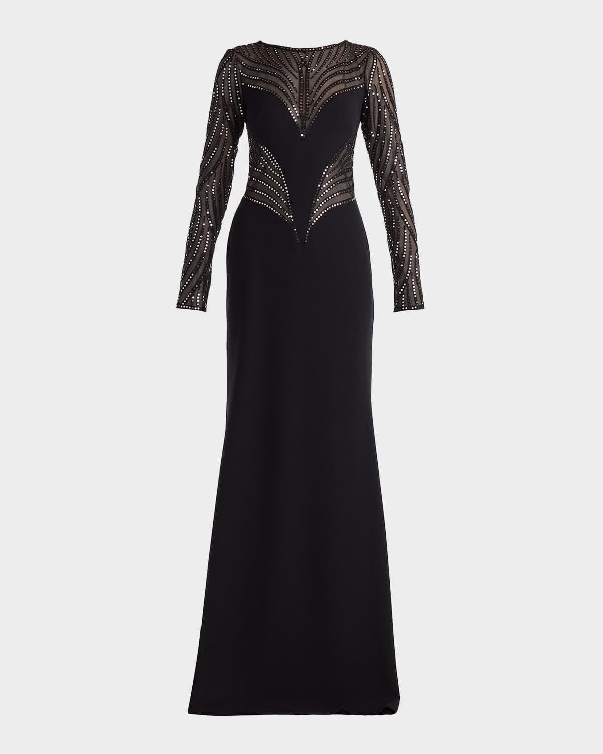 Tadashi Shoji Sequin Illusion Column Gown