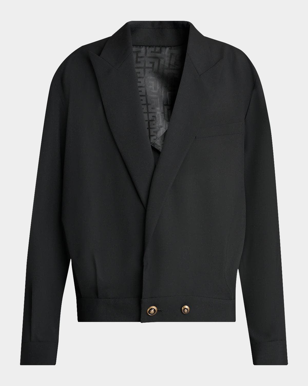 Balmain Men's Peak Lapel Grain de Poudre Blazer